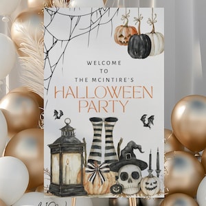 Letrero de bienvenida para fiesta de Halloween: Decoración espeluznante para casa embrujada (imprimible de 24 x 36, archivos PDF y JPEG descargables)