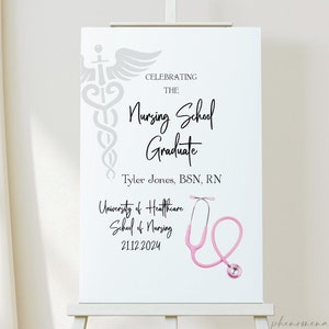 Nurse Graduation Party Welcome Sign Template. Nursing Party Signs, Graduation Party Decor for Nurses. Editable Printable Sign Nursing School