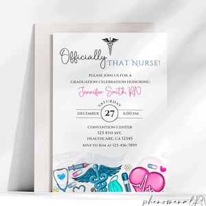 Nurse Graduation Invitation, Nursing School Graduation Party, LPN, Nursing Graduation, Graduation Party, Editable, Rn graduation invitation