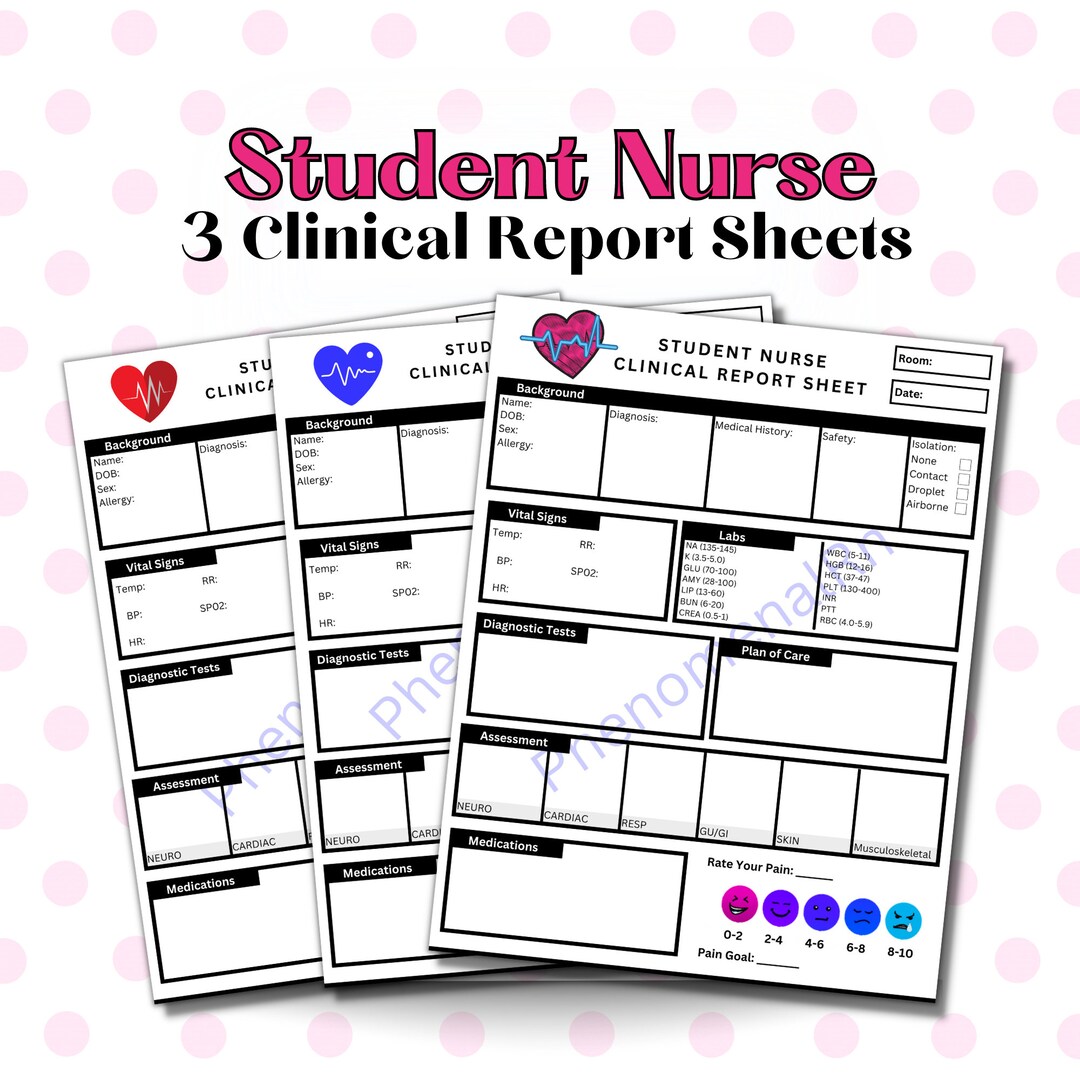 Nursing Student Clinical Report Sheets, Nursing Student, Report Sheet