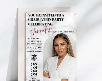 Nurse Practitioner Graduation Invitation, Nurse, Np, FNP, PMHNP, AGNP, Nursing School Graduation, Graduation Party 5x7 Editable Invitation