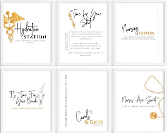 Nurse Graduation Party 6 Table Sign Bundle. RN, LPN, Nurse Party Decor Nursing Party Signs Graduation Party Decor for Nurses, Nursing School