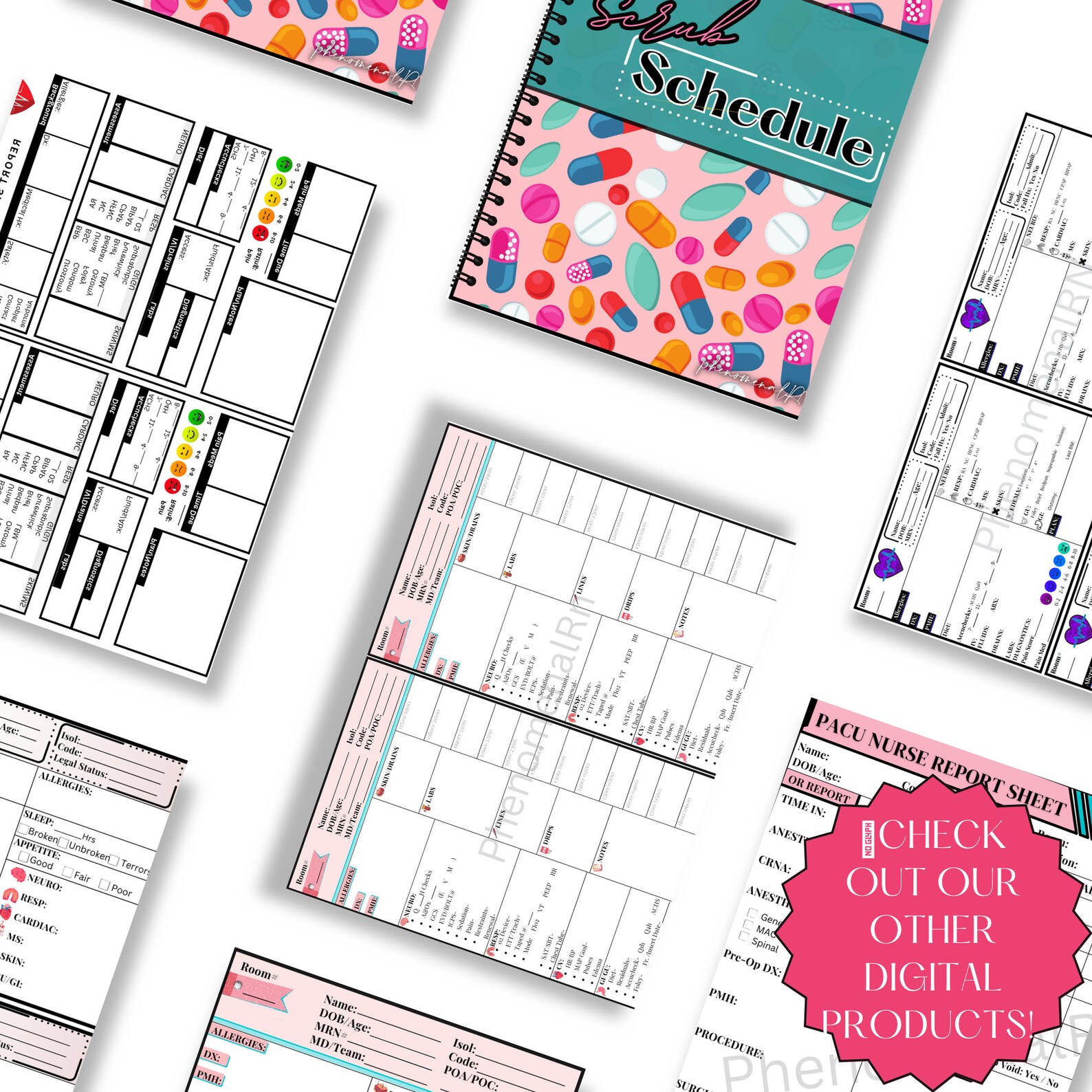 Med/surg Report Sheets Bundle,nurse Shift Report Template, Nursing ...