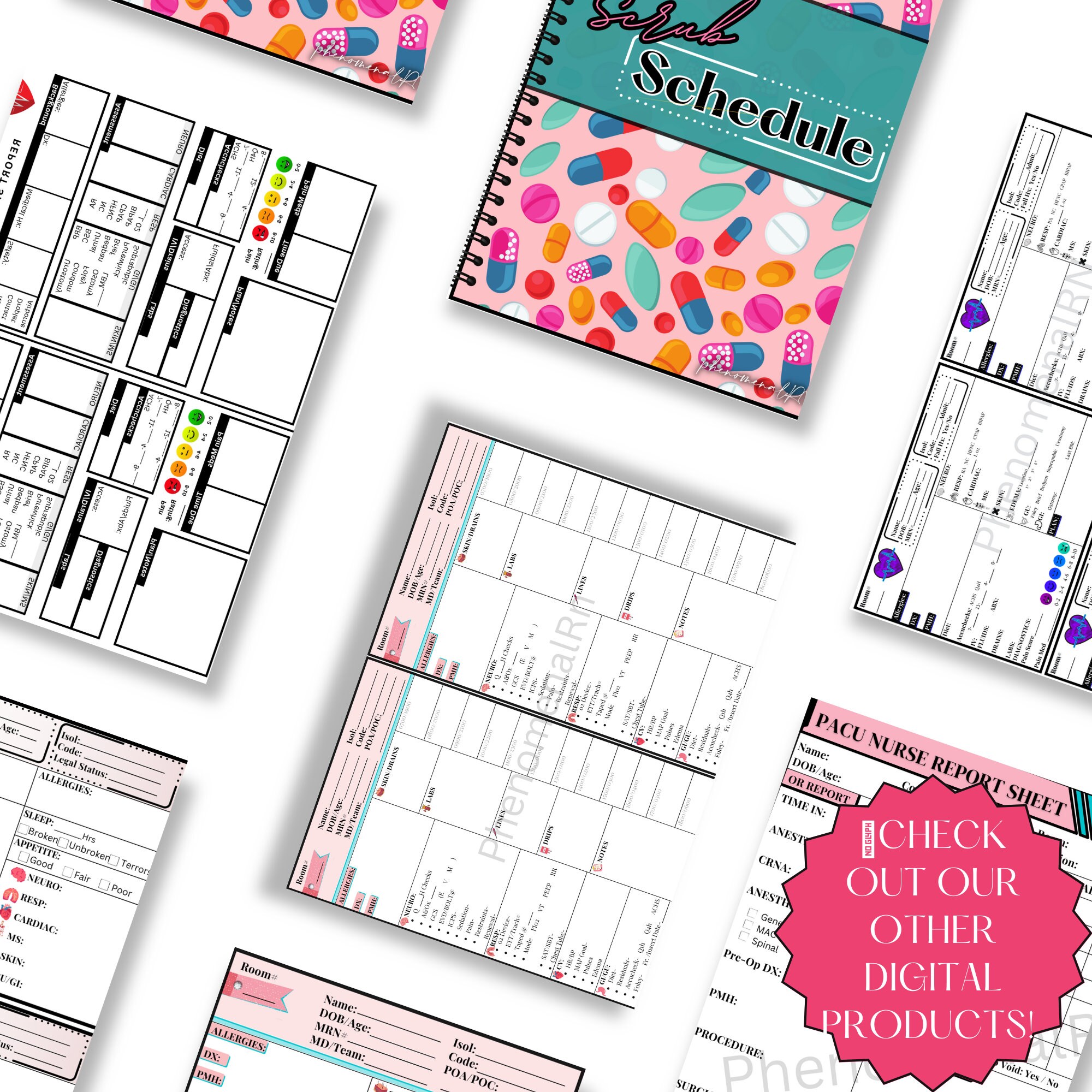 Med/surg Report Sheets Bundle,nurse Shift Report Template, Nursing ...