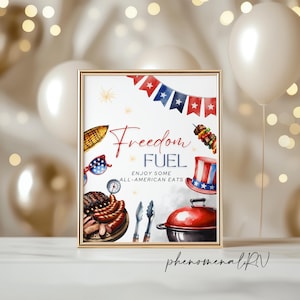 Fourth of July Table Signs Printable | 4th of July Party Decor | Patriotic Table Signs | Red White and Blue Table Decor | Instant Download
