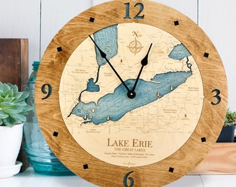 All Great Lakes Wall Clocks, Lake Michigan Clock, Lake Huron Clock, Lake Superior, Lake Ontario Clock, Lake Erie Clock, Personalized Gift