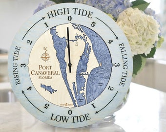 Coastal 3D Wood Map Tide Clock, East Coast Nautical Chart Tide Clock, 5th Anniversary Gift, Gift for Him, Coastal Decor, Nautical Wall Decor