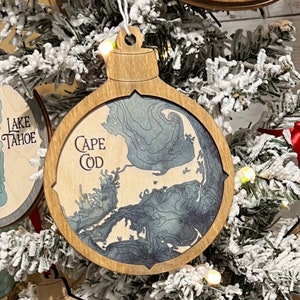 Nautical Map Christmas Ornament, Coastal Christmas Seasonal Decor, Stocking Stuffer, Minimalist Ornament, Hostess Gift, Personalized Gifts image 4