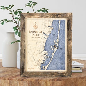 Sea & Soul Jersey Shore Nautical Map Wall Decor, Coastal Decor Wall Art, Home Decor, Nautical Water Depth Map, Personalized Gifts