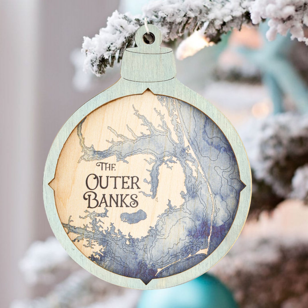 Outer Banks Christmas Ornament Nautical Map Coastal Christmas Etsy