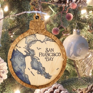 Nautical Map Christmas Ornament, Coastal Christmas Seasonal Decor, Stocking Stuffer, Minimalist Ornament, Hostess Gift, Personalized Gifts image 6