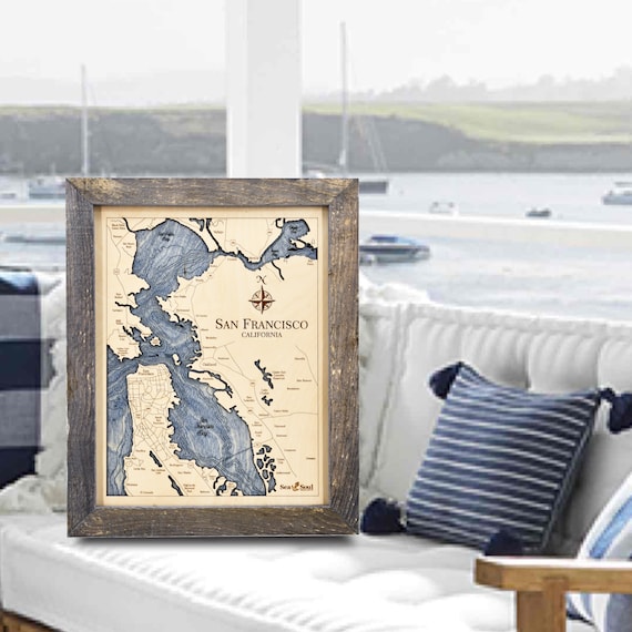 Nautical Decor Wall Art, Topographic 3D Wood Map, Nautical Wood Chart,  Coastal Decor, Carved Lake Art, Lakehouse Decor, Beach Cottage Decor 