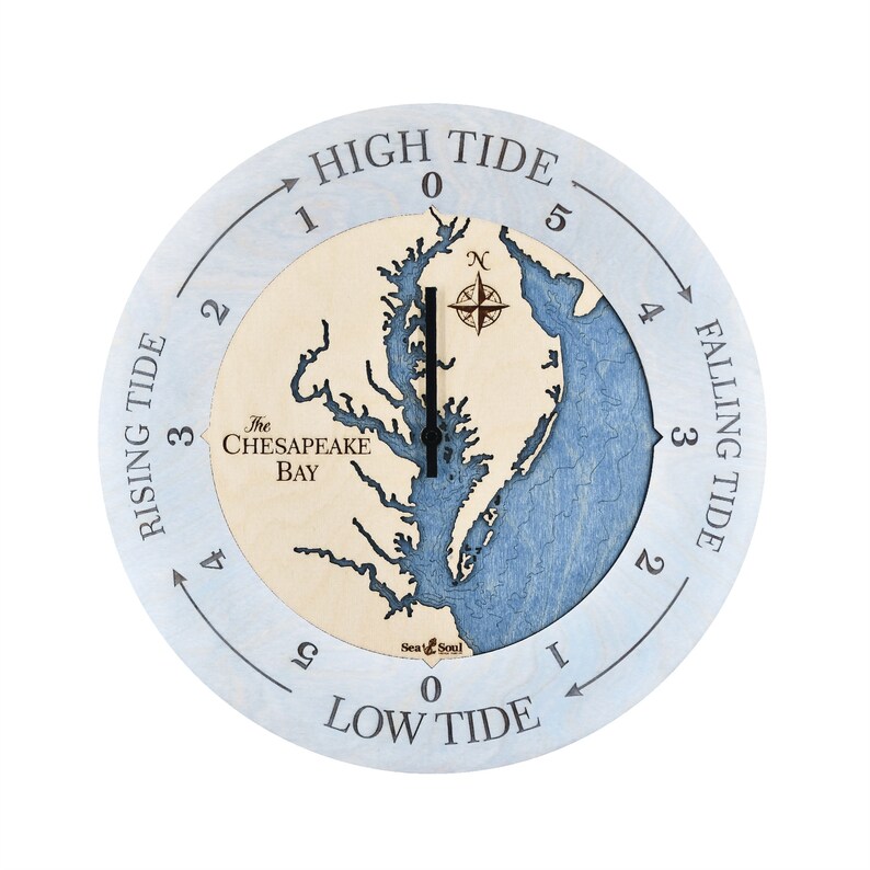 Chesapeake Bay Nautical Chart Tide Clock 3D Wood Map East Etsy