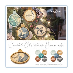 Nautical Map Christmas Ornament, Coastal Christmas Seasonal Decor, Stocking Stuffer, Minimalist Ornament, Hostess Gift, Personalized Gifts imagem 9
