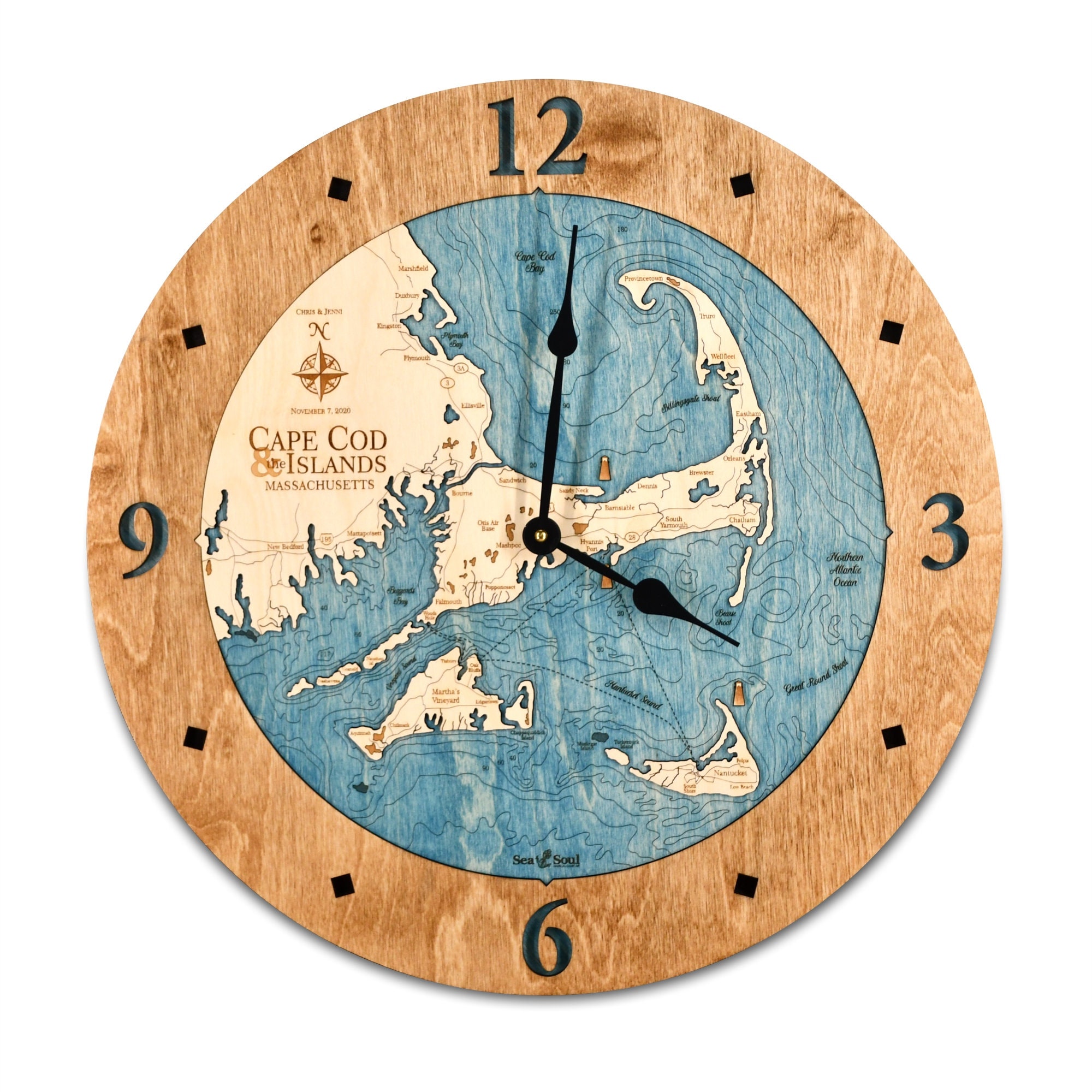 BEST SELLING Cape Cod Nautical 3D Wood Map Wall Clock Cape Etsy
