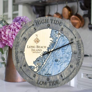 New Jersey Tide Clock, Jersey Shore Tide Clock, Custom Nautical 3D Wood Map Tide Clock