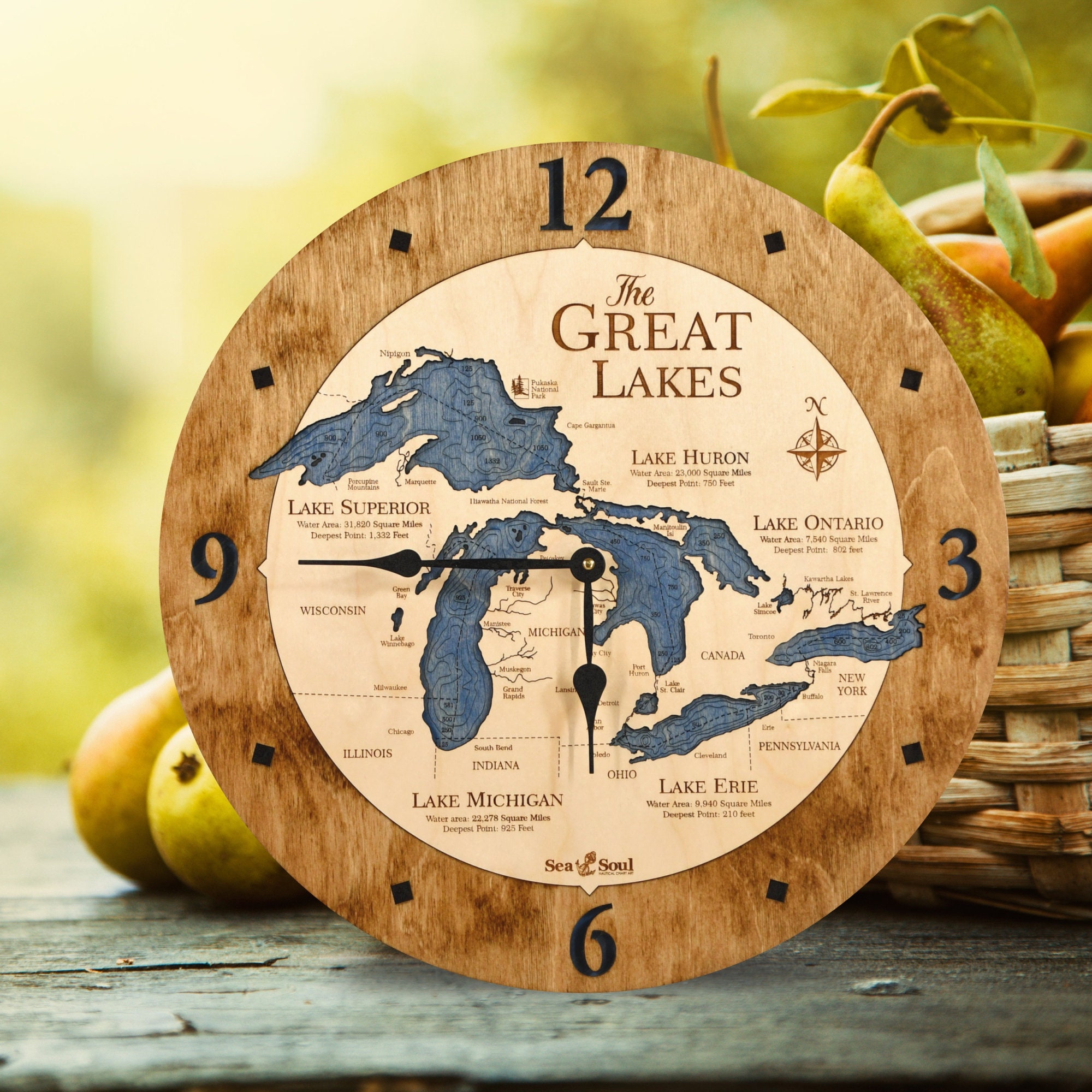 All Great Lakes Wall Clocks, Lake Michigan Clock, Lake Huron Clock ...