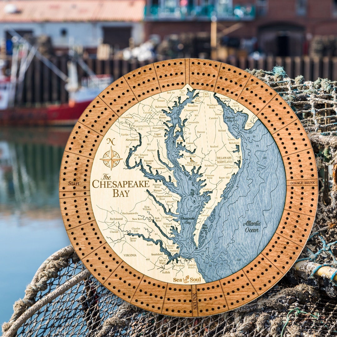 Custom Cribbage Boards, the Chesapeake Bay Cribbage Board With Storage