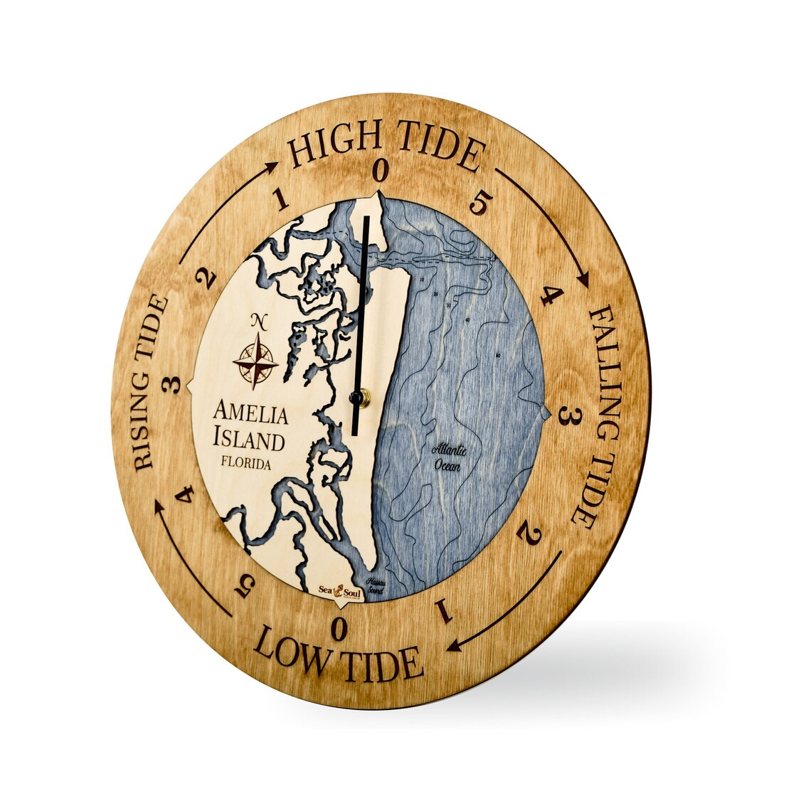 Coastal 3D Wood Map Tide Clock East Coast Nautical Chart Tide Etsy
