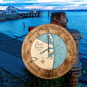 New Jersey Tide Clock, Jersey Shore Tide Clock, Nautical 3D Wood Map Tide Clock, Home Gift, Gift for Him, Coastal Wall Decor, Nautical Decor