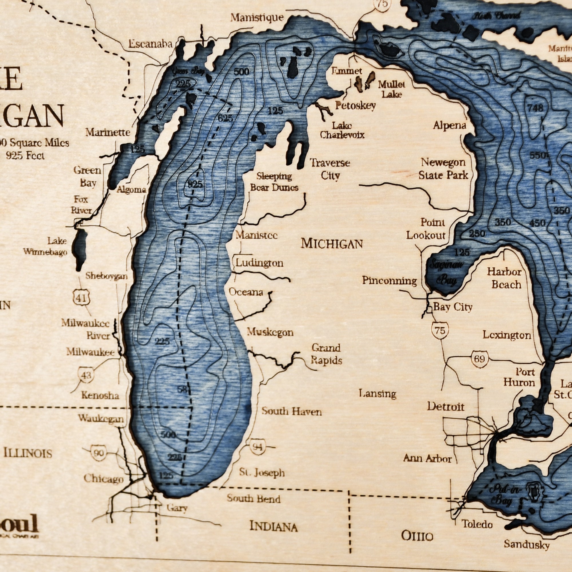 Sea & Soul Great Lakes 3D Wood Map Wall Art, Nautical Wood Chart Wall ...