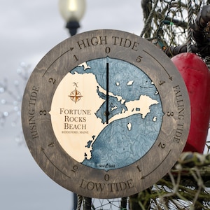 Coastal 3D Wood Map Tide Clock, East Coast Nautical Chart Tide Clock, 5th Anniversary Gift, Gift for Him, Coastal Decor, Nautical Wall Decor
