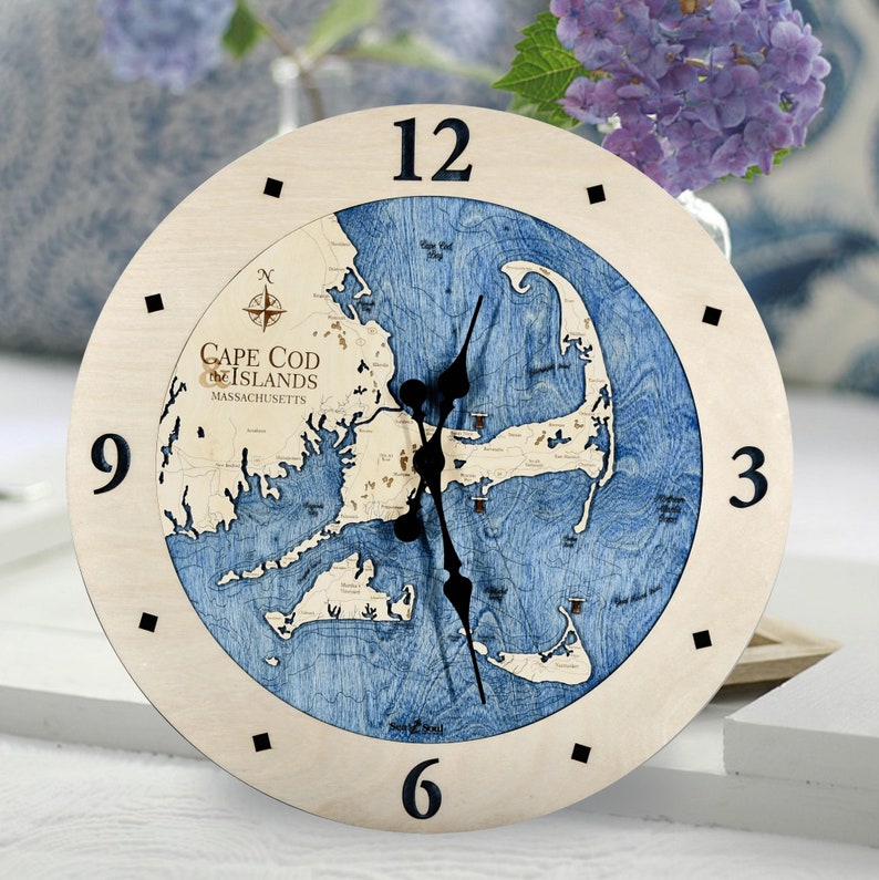 Cape Cod Wood Map Wall Clock Cape Cod Gifts Coastal Wall Etsy