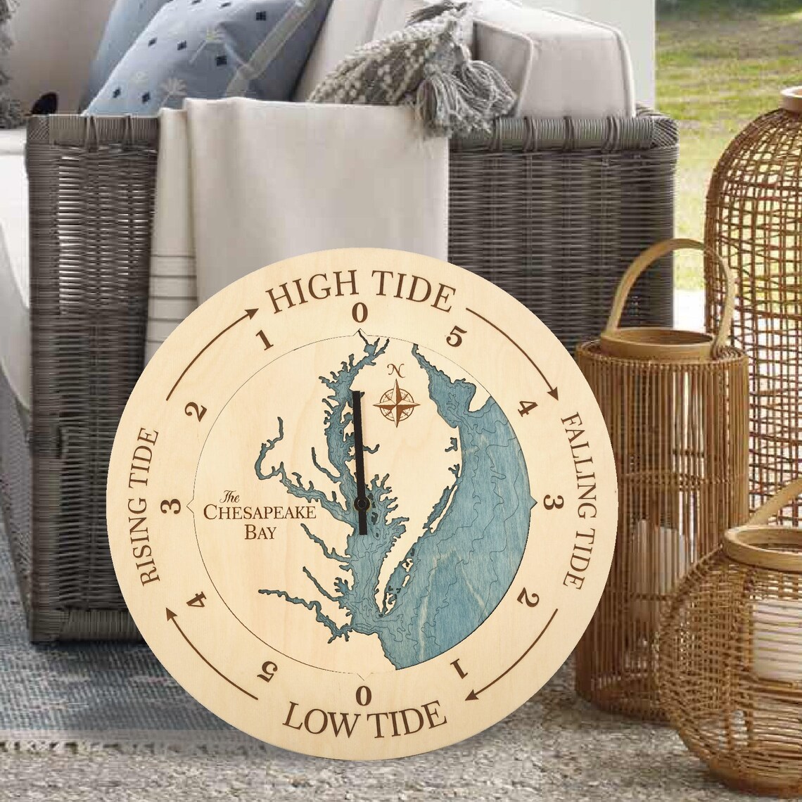 Chesapeake Bay Nautical Chart Tide Clock 3D Wood Map East Etsy