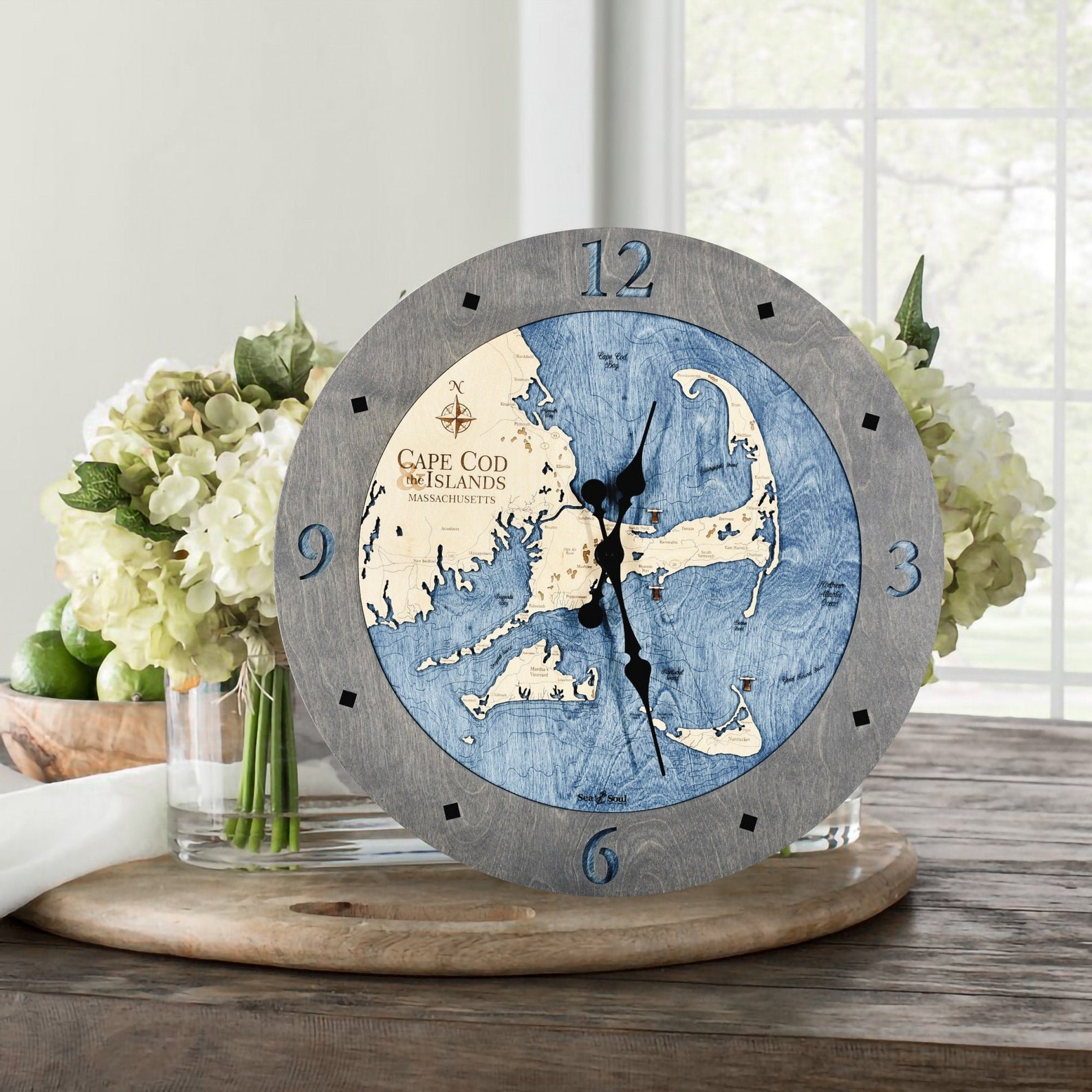 Cape Cod Wood Map Wall Clock Cape Cod Gifts Coastal Wall Etsy