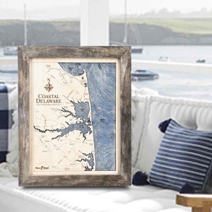 Coastal Delaware 3D Wood Map Wall Art, Bethany Beach Wall Art, Rehoboth Wall Art, Personalized Handmade Gift, Coastal Decor, Nautical Decor,