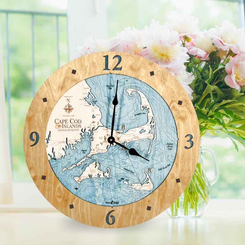 Cape Cod Wood Map Wall Clock Cape Cod Gifts Coastal Wall Etsy