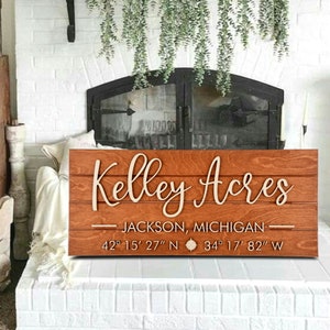 Nautical Coordinates Family Name Pallet Signs | Unique Personalized Hostess Gifts | Shiplap Family Name Sign | 3D Wood Last Name Sign