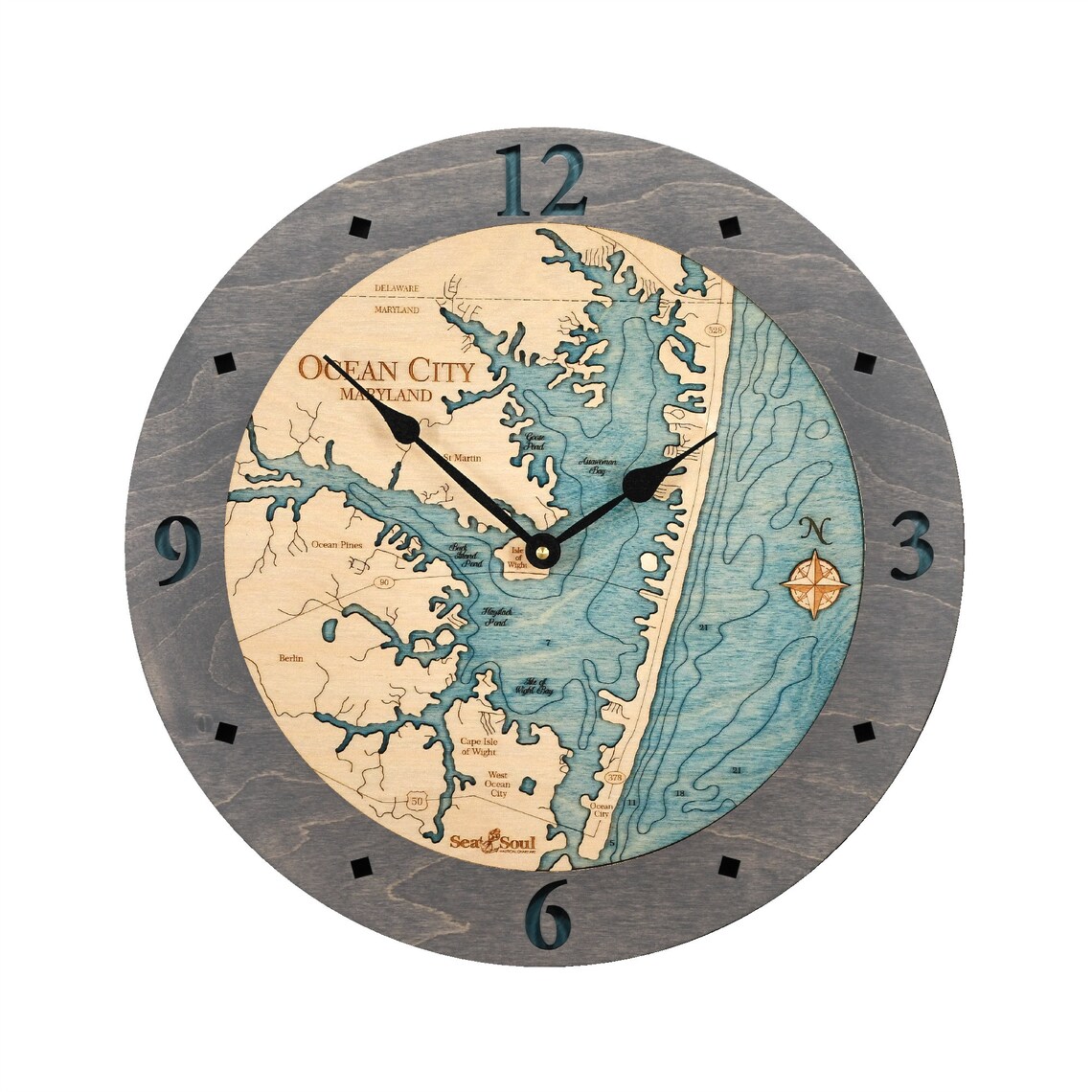 Ocean City Wall Clock Unique 3D Nautical Clock 3D Wood Map Etsy