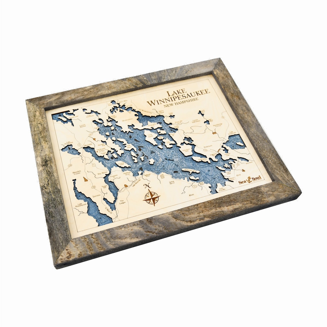 Lake Winnipesaukee 3D Wood Map Wall Art Nautical Wood Chart | Etsy