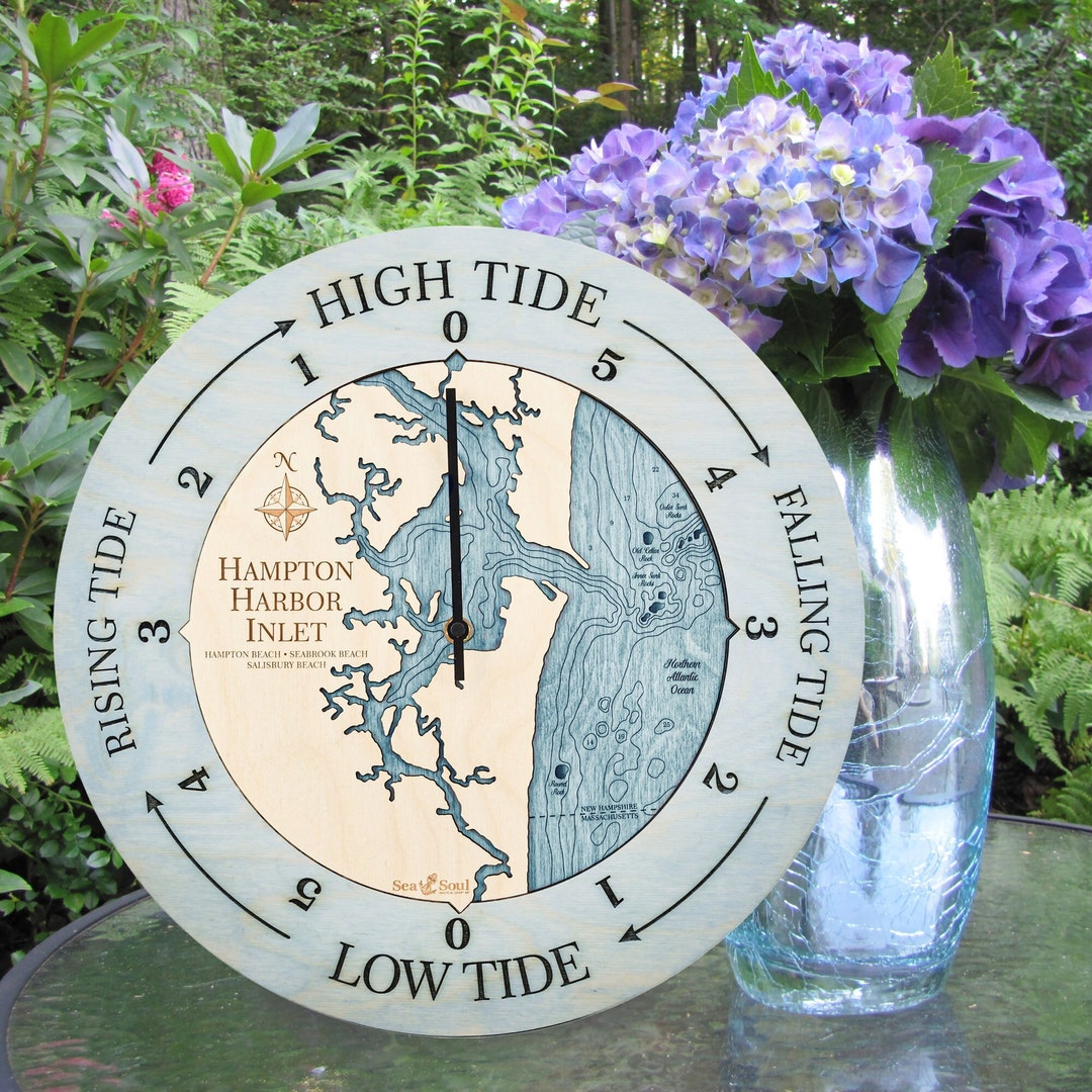 New Hampshire Tide Clock Hampton Tide Clock Seabrook Wood Etsy