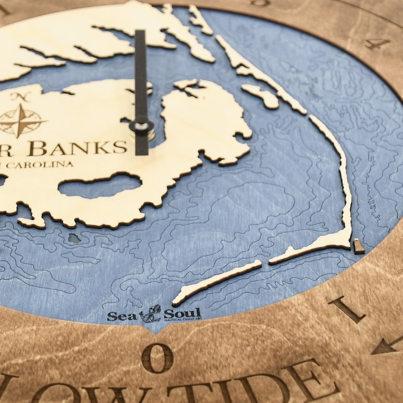 Outer Banks 3D Wood Map Tide Clock Fisherman Gifts Sailor Etsy