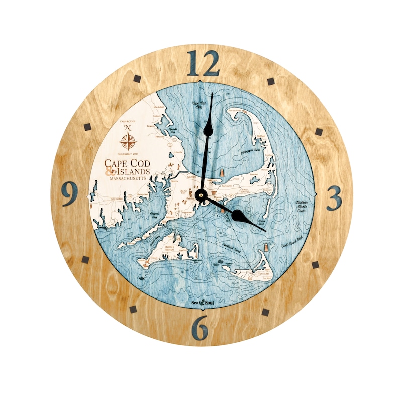 Cape Cod Wood Map Wall Clock Cape Cod Gifts Coastal Wall Etsy