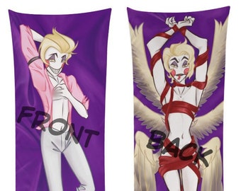 Dakimakura Lucifer Morningstar / Funda de almohada de cuerpo doble inspirada en Hazbin Hotel / Almohada Fallen Angel Husbando / Arte de fan de Vivziepop