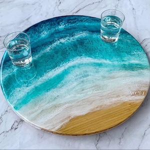 CUSTOM Ocean Lazy Susan, Personalised Turntable, Resin Lazy Susan, Ocean Art, Resin Home Decor, Handmade Wedding Housewarming Lazy Susan