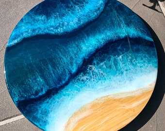 Aangepaste hars Lazy Susan, Ocean Beach-decor, gepersonaliseerde draaitafel