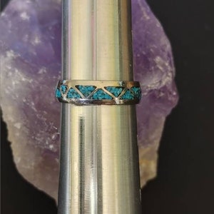 Turquoise Inlay Wedding Band Size 12