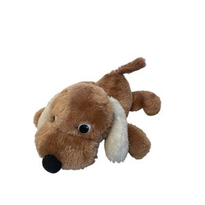 Vintage 1973 R Dakin & Co 10" Drooper Dog Brown White Plush Stuffed Puppy Dog