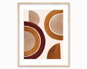 Mid Century Circles Art Print, Abstract Digital Download, Wall Art