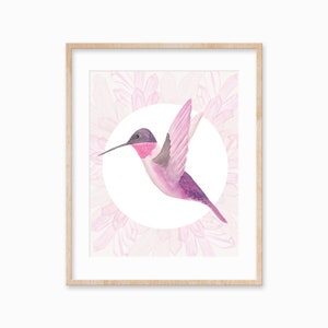 Crystal Hummingbird Print, Hummingbird wall art