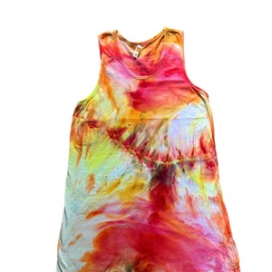 XL Ladies Tie Dyed Tank Dress/Handmade/Scoop Neck