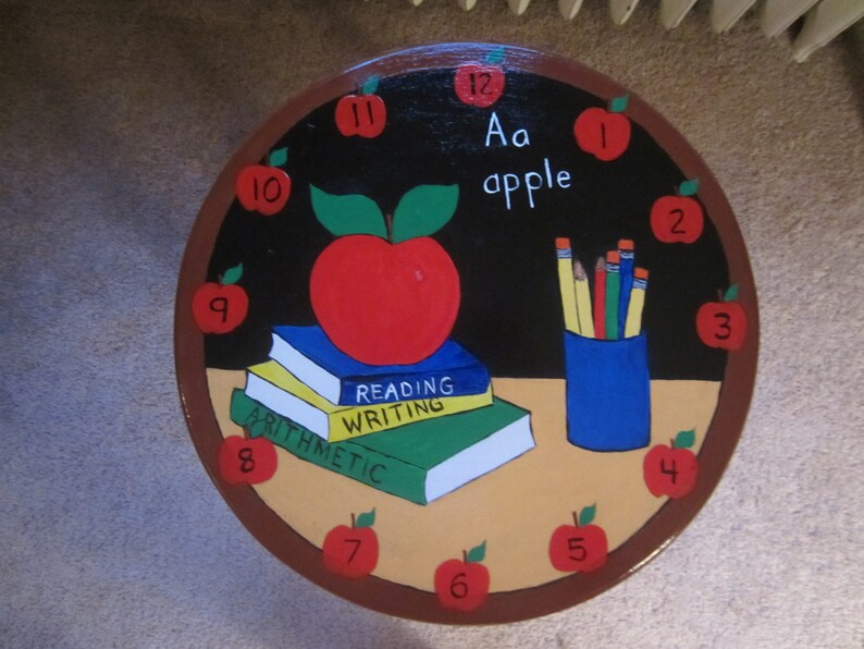 Painted Furniture School StoolHandpainted 24 tall SOLD
