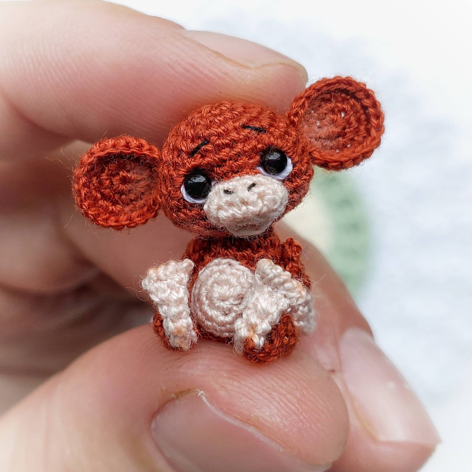 Tiny Monkey Miniature Crocheted Animals Ooak Monkey Petite Etsy