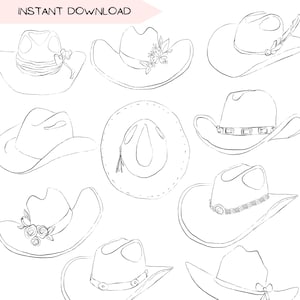 Clipart cappello da cowgirl, Clip art di design da cowboy boho, Illustrazione vettoriale di stivali da cowboy boho trasparenti del sud-ovest