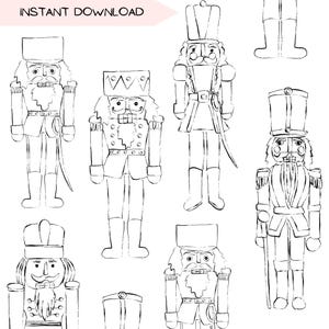 Pacote de Clip Art de Quebra-Nozes de Natal, Ícone PNG de Clipart de Decoração de Natal para Convites, Presentes DIY, Ilustrações Desenhadas à Mão