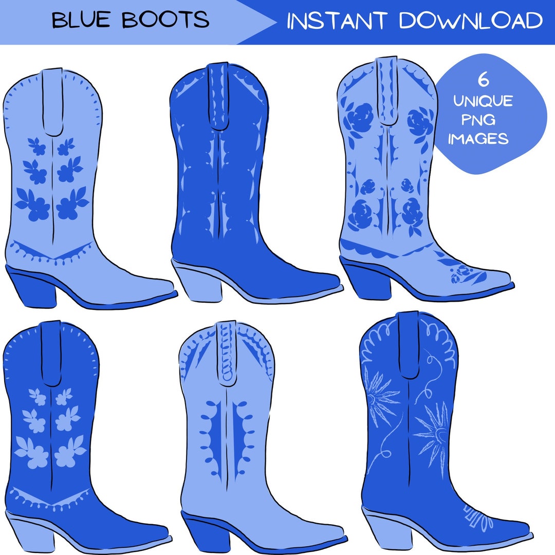 Blue Cowgirl Boot Clipart: Southwest Vector Graphics (PNG)